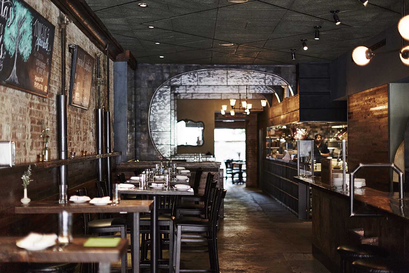 Interior shot of Huertas dining space